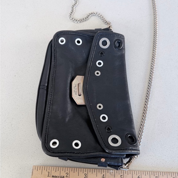 Rag and Bone Grommet Stylish Black Shoulder Bag w/ chain - Picture 4 of 13